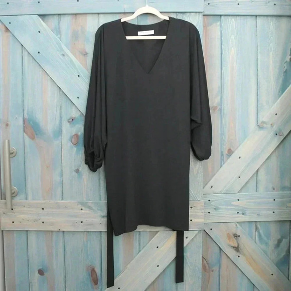 Amanda Uprichard Black Dress Size Medium Tie Waist Belt - Picture 2 of 7